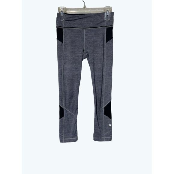 Lululemon Pace Rival Crop Leggings Heathered Ice Grey/Black 4 - Picture 2 of 7